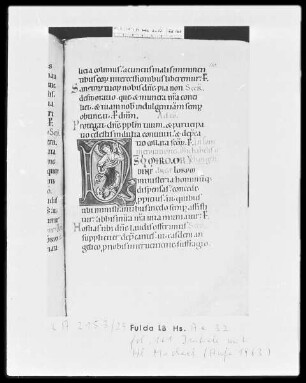 Graduale, Sakramentar und Sequentiar — Initiale D (eus qui), darin der Erzengel Michael, Folio 161recto