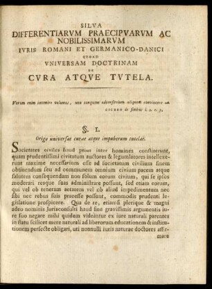 §. 1. Origo universae curae atque impuberum tutelae.