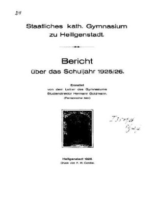 1925/26: Bericht ... - 1925/26