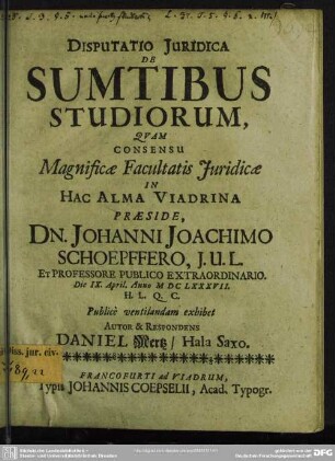 De sumtibus studiorum