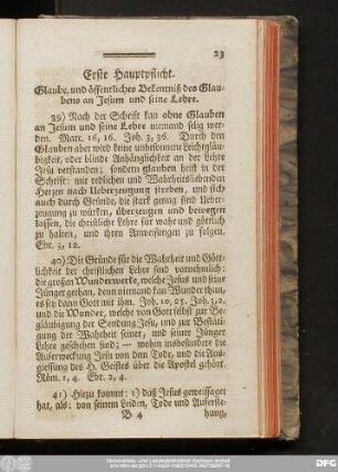 Erstes Hauptstück. Glaube, und öffentliche Bekentniß des Glaubens an Jesum und seine Lehre.
