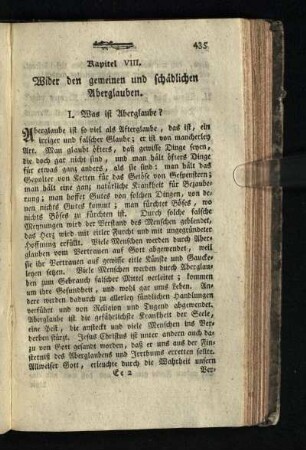 Kapitel VIII.: Wider den gemeinen und schaedlichen Aberglauben