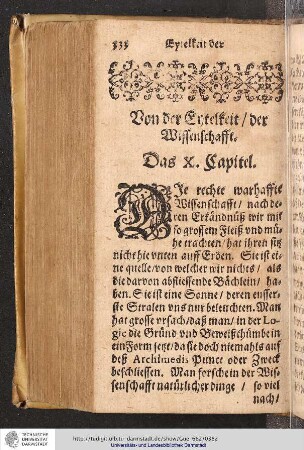 Von der Eytelkeit / der Wissenschafft. Das X. Capitel