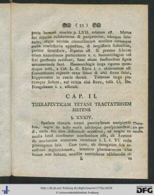 Cap. II. Therapeuticam Tetani Tractationem Sistens.