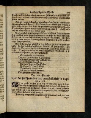 209-223, XIV. Von der friedfertigkeit und vertraeglichkeit in dieser boesen welt