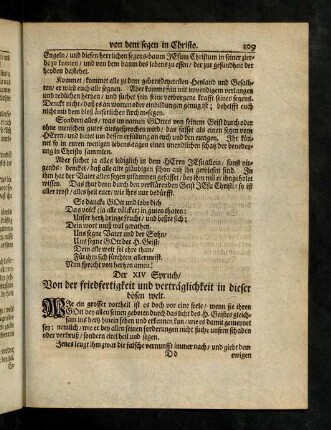 209-223, XIV. Von der friedfertigkeit und vertraeglichkeit in dieser boesen welt