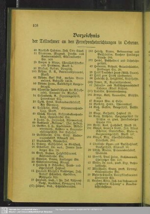 Verzeichnis der Teilnehmer an den Fernsprecheinrichtungenin Oederan