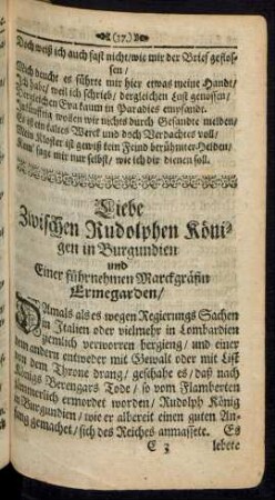 Liebe Zwischen Rudolphen Königen in Burgundien und Einer führnehmen Marckgräfin Ermegarden/