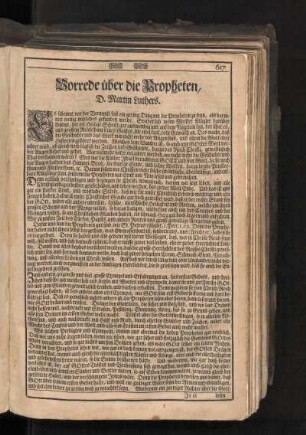 Vorrede über die Propheten, D. Martin Luthers.