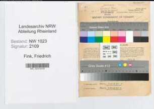 Entnazifizierung Friedrich Fink , geb. 06.03.1888 (Obersteuersekretaer)