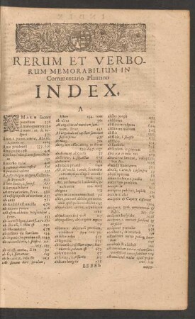 Rerum Et Verborum Memorabilium In Commentario Plautino Index.