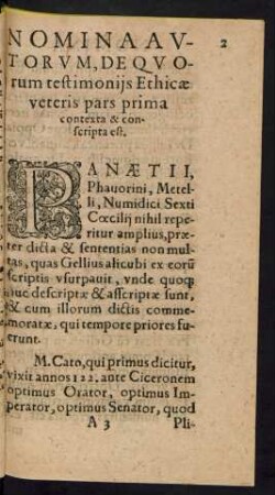 Nomina Autorum, De Quorum testimoniis Ethicae veteris pars prima contexta & conscripta est.