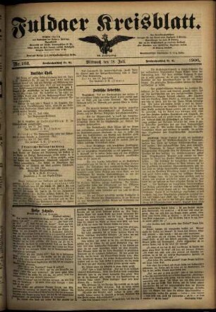 Erste Ausgabe vom Mittwoch, den 18. Juli 1906.