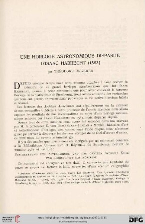 9: Une horloge astronomique disparue d'Isaac Habrecht (1583)
