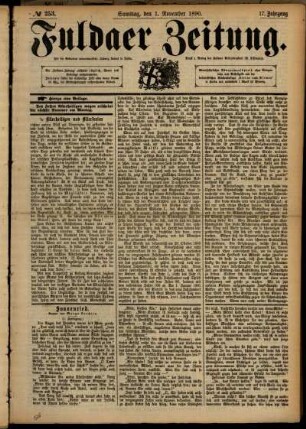 Erste Ausgabe vom Samstag, den 01. November 1890.