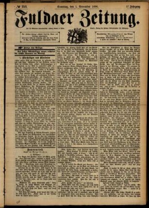 Erste Ausgabe vom Samstag, den 01. November 1890.