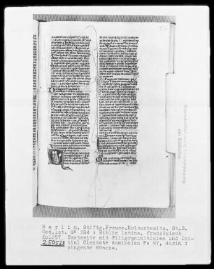 Biblia latina — Initiale C (antate domino), darin singende Mönche, Folio 257recto