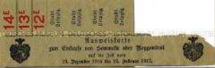 Lebensmittelkarte (Fragment) für Semmeln und Roggenbrot