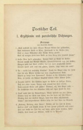 I. Erzählende und parabolische Dichtungen