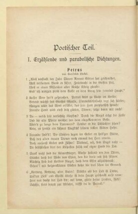 I. Erzählende und parabolische Dichtungen