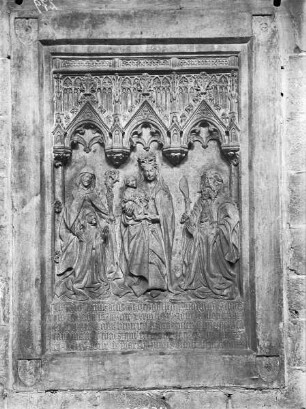 Grabtafel von Heinrich von Drongelem und seiner Nichte (gestorben 1483); mit Darstellung des heiligen Bartholomäus
