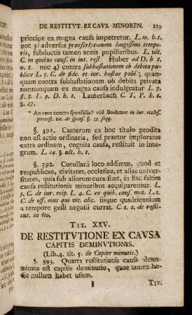 129-156, Tit. XXV. De restitutione ex causa capitis deminutionis - Tit. XXIX. De conservatione iurium et obligationum