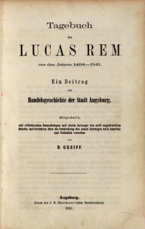 Jahresbericht des Historischen Kreisvereins im Regierungsbezirke von Schwaben und Neuburg. 26. 1860 (1861)