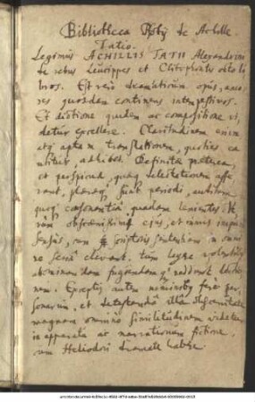 Achillis Tatii De Clitophontis & Leucippes amoribus Lib. VIII