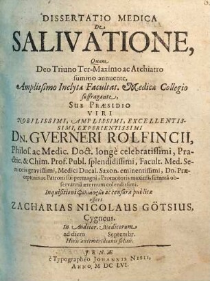Dissertatio Medica De Salivatione