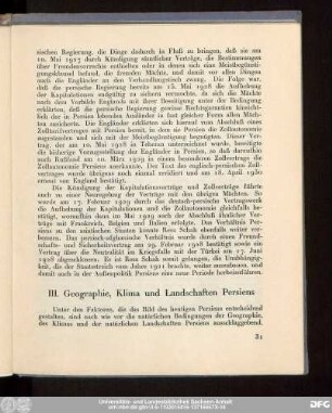 III. Geographie, Klima und Landschaften Persiens