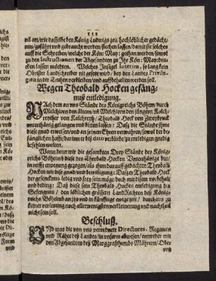 111, Wegen Theobald Hocken gefängnuß entledigung