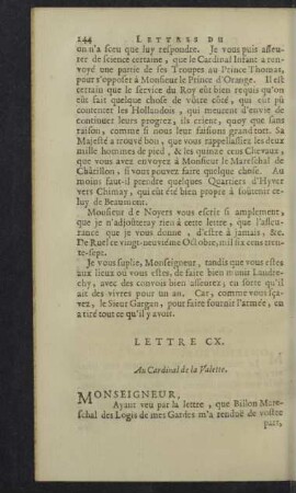 Lettre CX. - CXIX.