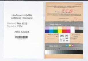 Entnazifizierung Gisbert Kobs , geb. 05.05.1893 (Hausinspektor)