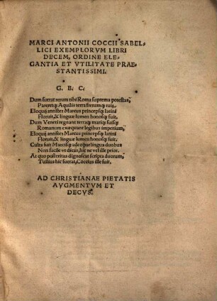 Exemplorum libri decem : ordine elegantia et utilitate praestantissimi