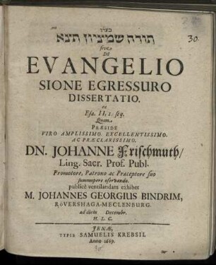 [...] sive De Evangelio Sione Egressuro Dissertatio : ex Esa. II,1. seq.