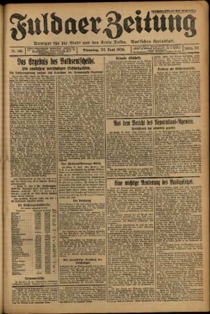 Ausgabe vom Dienstag, den 22. Juni 1926.