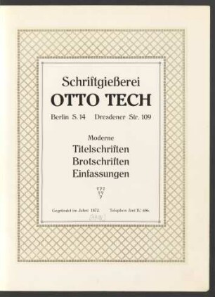 Moderne Titelschriften, Brotschriften, Einfassungen