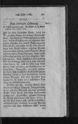 CCXLI. Neu-revidierte Ordnung