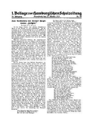 Zum Verständnis von Gerhart Hauptmanns "Festspiel" : 1. Beilage Nr. 43