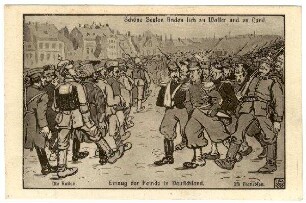 Kriegs-Karte Nr. 108: Einzug der Feinde in Deutschland (verboten, mit Zensurvermerk)