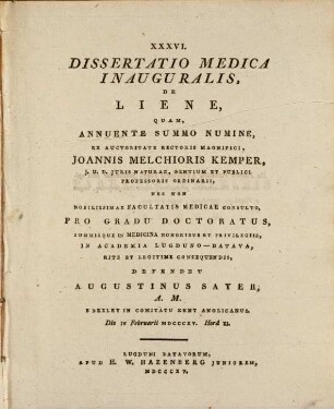 Diss. med. inaug. de liene