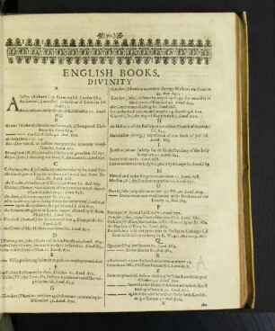 English Books. Divinity [u. a.]