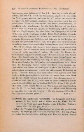 138-139 [Rezension] Schuster, Ignaz, Handbuch zur biblischen Geschichte