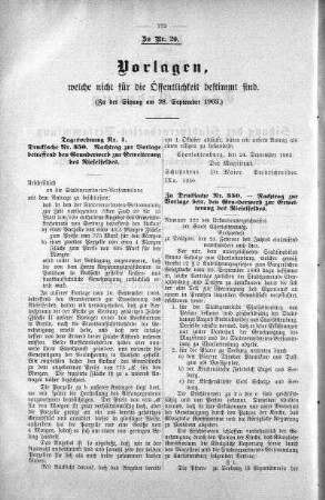 Vorlagen welche nicht für die Oeffentlichkeit bestimmt sind., 28. September 1903