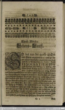 Lebenslauf : Christ-Adlicher Lebens-Lauff