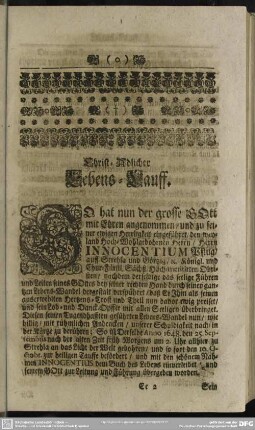 Lebenslauf : Christ-Adlicher Lebens-Lauff