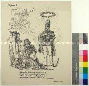 Karikatur auf Kaiser Napoleon III. und Glorifizierung des späteren Kaisers Wilhelm I. - mit Zitat aus "Der Freischütz"