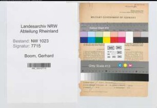 Entnazifizierung Gerhard Van Den Boom , geb. 15.05.1892 (Polizeimeister)