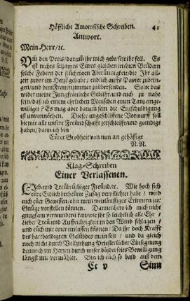 Klag-Schreiben Einer Verlassenen.