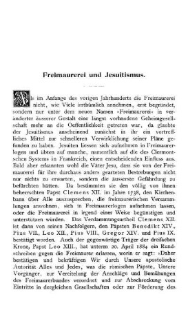 Freimaurerei und Jesuitismus.